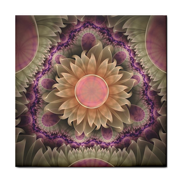 Pastel Pearl Lotus Garden of Fractal Dahlia Flowers Tile Coasters