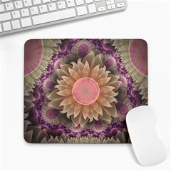 Pastel Pearl Lotus Garden Of Fractal Dahlia Flowers Large Mousepads by jayaprime