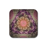 Pastel Pearl Lotus Garden of Fractal Dahlia Flowers Rubber Square Coaster (4 pack)  Front