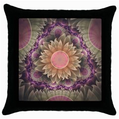 Pastel Pearl Lotus Garden Of Fractal Dahlia Flowers Throw Pillow Case (black) by jayaprime