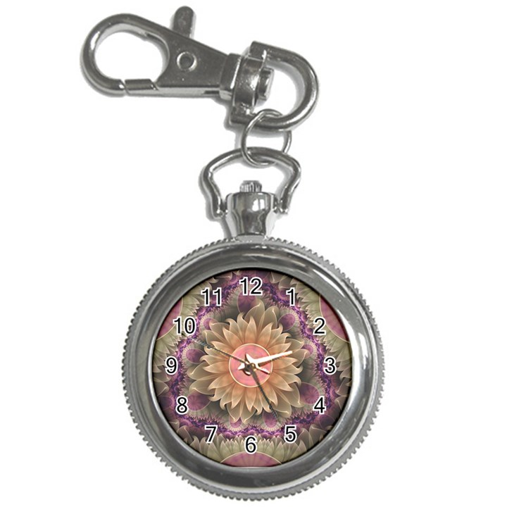 Pastel Pearl Lotus Garden of Fractal Dahlia Flowers Key Chain Watches