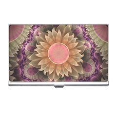 Pastel Pearl Lotus Garden Of Fractal Dahlia Flowers Business Card Holders by jayaprime