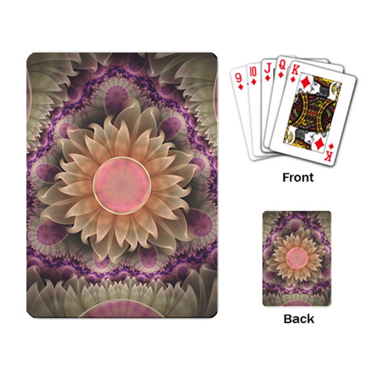 Pastel Pearl Lotus Garden of Fractal Dahlia Flowers Playing Card