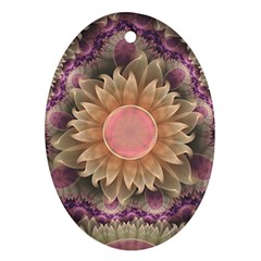 Pastel Pearl Lotus Garden Of Fractal Dahlia Flowers Oval Ornament (two Sides) by jayaprime