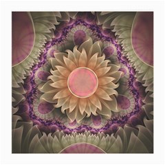 Pastel Pearl Lotus Garden Of Fractal Dahlia Flowers Medium Glasses Cloth (2-side) by jayaprime