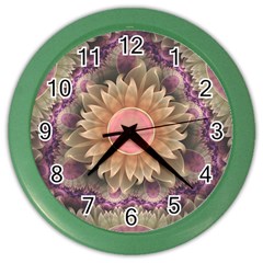 Pastel Pearl Lotus Garden Of Fractal Dahlia Flowers Color Wall Clocks by jayaprime