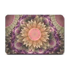 Pastel Pearl Lotus Garden Of Fractal Dahlia Flowers Small Doormat  by jayaprime