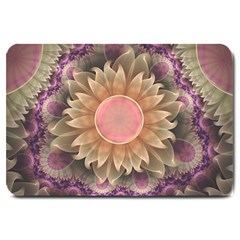 Pastel Pearl Lotus Garden Of Fractal Dahlia Flowers Large Doormat  by jayaprime