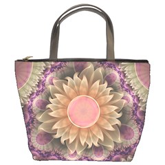 Pastel Pearl Lotus Garden Of Fractal Dahlia Flowers Bucket Bags by jayaprime