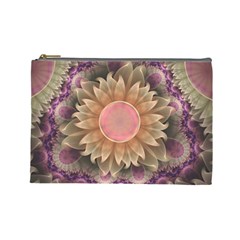 Pastel Pearl Lotus Garden Of Fractal Dahlia Flowers Cosmetic Bag (large)  by jayaprime