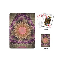 Pastel Pearl Lotus Garden Of Fractal Dahlia Flowers Playing Cards (mini)  by jayaprime