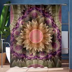 Pastel Pearl Lotus Garden Of Fractal Dahlia Flowers Shower Curtain 60  X 72  (medium)  by jayaprime