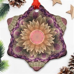 Pastel Pearl Lotus Garden Of Fractal Dahlia Flowers Ornament (snowflake) by jayaprime