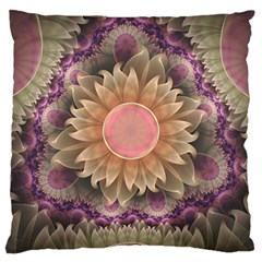 Pastel Pearl Lotus Garden Of Fractal Dahlia Flowers Large Cushion Case (one Side) by jayaprime