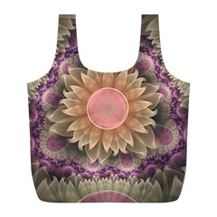 Pastel Pearl Lotus Garden Of Fractal Dahlia Flowers Full Print Recycle Bags (l)  by jayaprime