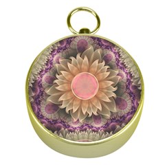 Pastel Pearl Lotus Garden Of Fractal Dahlia Flowers Gold Compasses by jayaprime