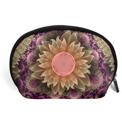 Pastel Pearl Lotus Garden Of Fractal Dahlia Flowers Accessory Pouches (large)  by jayaprime