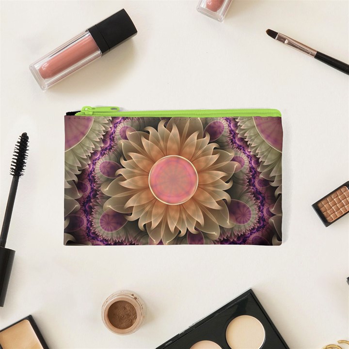 Pastel Pearl Lotus Garden of Fractal Dahlia Flowers Cosmetic Bag (XS)