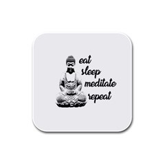 Eat, Sleep, Meditate, Repeat  Rubber Square Coaster (4 Pack)  by Valentinaart