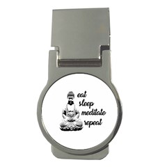 Eat, Sleep, Meditate, Repeat  Money Clips (round)  by Valentinaart