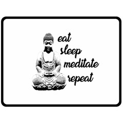 Eat, Sleep, Meditate, Repeat  Fleece Blanket (large)  by Valentinaart