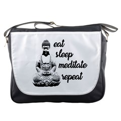 Eat, Sleep, Meditate, Repeat  Messenger Bags by Valentinaart