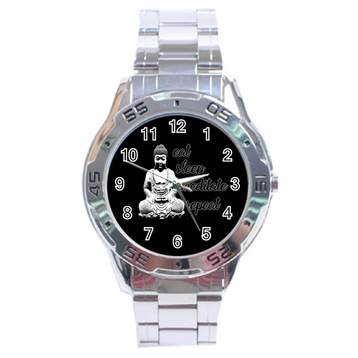 Eat, sleep, meditate, repeat  Stainless Steel Analogue Watch