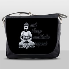 Eat, Sleep, Meditate, Repeat  Messenger Bags by Valentinaart