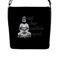 Eat, Sleep, Meditate, Repeat  Flap Messenger Bag (l)  by Valentinaart