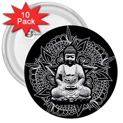 Ornate Buddha 3  Buttons (10 Pack)  by Valentinaart