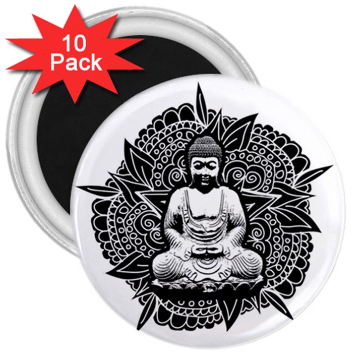 Ornate Buddha 3  Magnets (10 pack) 