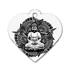 Ornate Buddha Dog Tag Heart (one Side) by Valentinaart