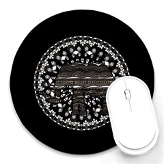 Ornate Mandala Elephant  Round Mousepads by Valentinaart