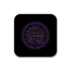 Ornate Mandala Elephant  Rubber Coaster (square)  by Valentinaart