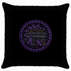 Ornate Mandala Elephant  Throw Pillow Case (black) by Valentinaart