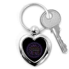 Ornate Mandala Elephant  Key Chains (heart)  by Valentinaart