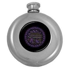 Ornate Mandala Elephant  Round Hip Flask (5 Oz) by Valentinaart