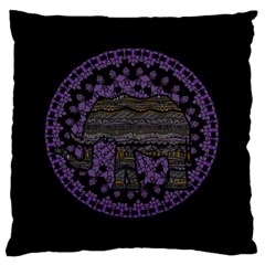 Ornate Mandala Elephant  Large Cushion Case (one Side) by Valentinaart