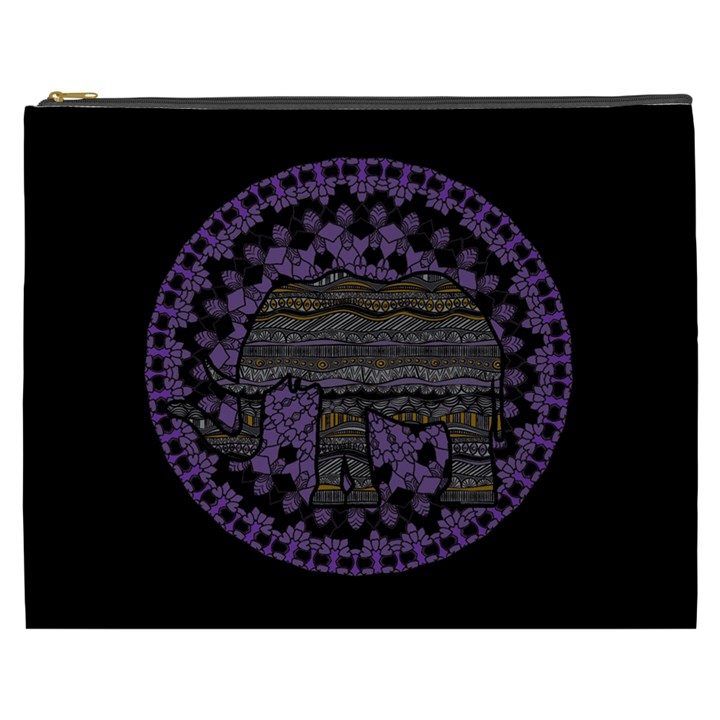 Ornate mandala elephant  Cosmetic Bag (XXXL) 