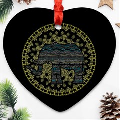 Ornate mandala elephant  Ornament (Heart)