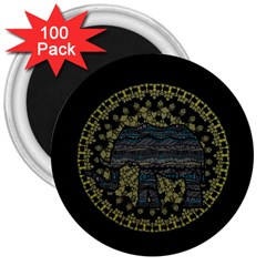 Ornate mandala elephant  3  Magnets (100 pack)