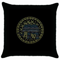 Ornate Mandala Elephant  Throw Pillow Case (black) by Valentinaart