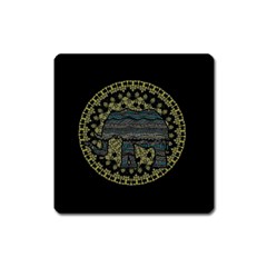 Ornate mandala elephant  Square Magnet