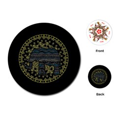 Ornate mandala elephant  Playing Cards (Round) 