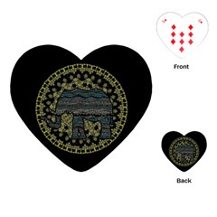 Ornate mandala elephant  Playing Cards (Heart) 