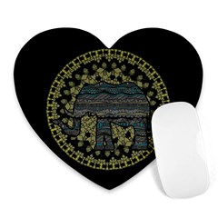 Ornate mandala elephant  Heart Mousepads