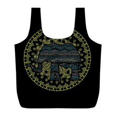 Ornate mandala elephant  Full Print Recycle Bags (L) 