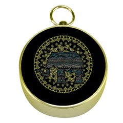 Ornate mandala elephant  Gold Compasses