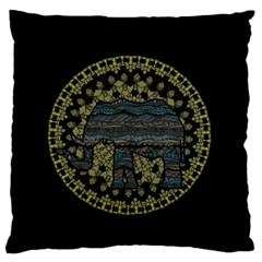 Ornate mandala elephant  Large Flano Cushion Case (Two Sides)