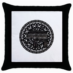 Ornate Mandala Elephant  Throw Pillow Case (black) by Valentinaart